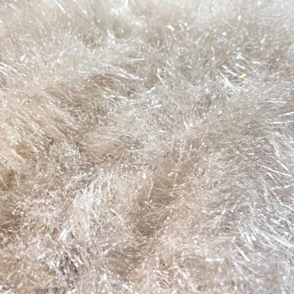 Vtg White Iridescent Wire Tinsel Snow‎ Speckled Garland 28' Christmas Tree